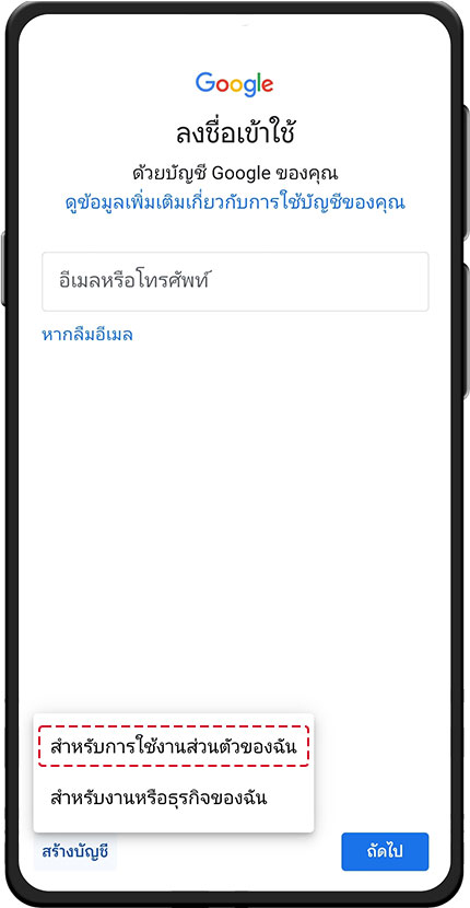 นมัคร Gmail ขั้นตอนที่ 1 คลิกเลือก สร้างบัญชี